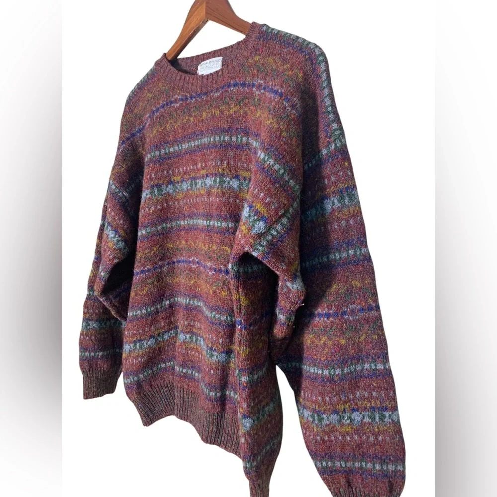 Banana Republic‎ Sweater Mens Medium Multi Color Wool Fair Isle Vintage UK Made